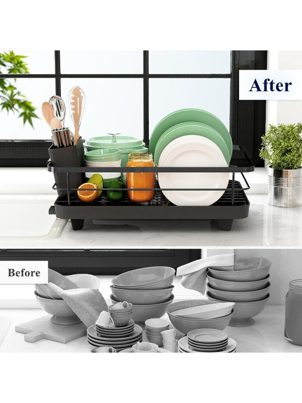 Kitchen Kitsure Dish Drying Rack Space-Saving Dish Rack, Dish Racks for Counter - Picture 2 of 7